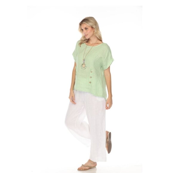 Mint Short Sleeves Top with Side Buttons - Picture 5 of 8